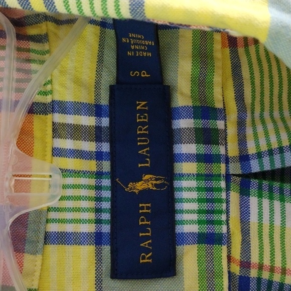 Polo button up or button down multi-color print plaid - Picture 3 of 4